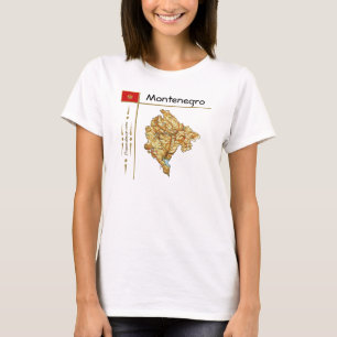 Montenegro Karte + Flagge + Titel T-Shirt