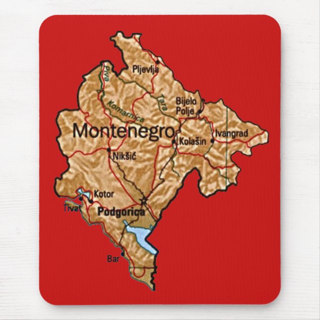 Montenegro-Karte Mousepad (Vorne)
