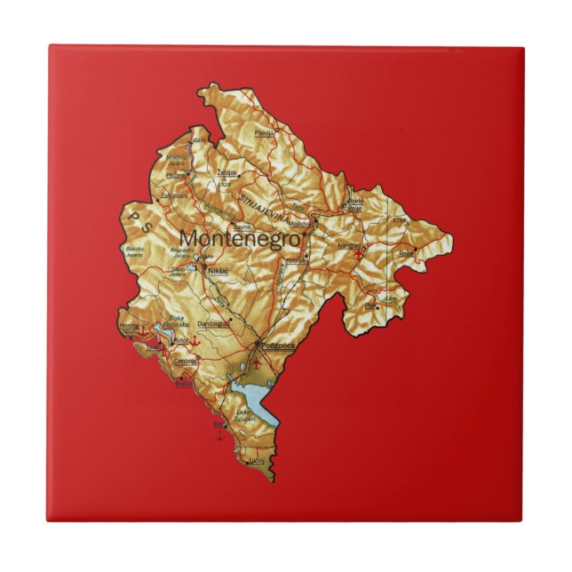 Montenegro-Karten-Fliese Fliese (Vorderseite)