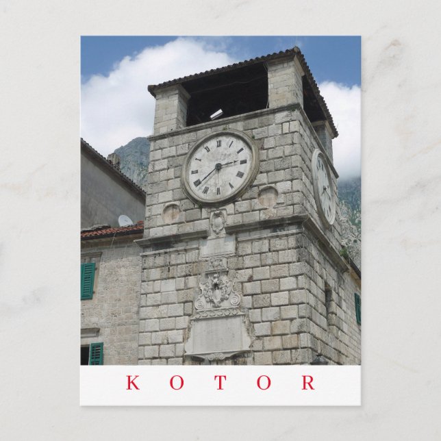 Montenegro Kotor Uhrturmansicht Postkarte (Vorderseite)