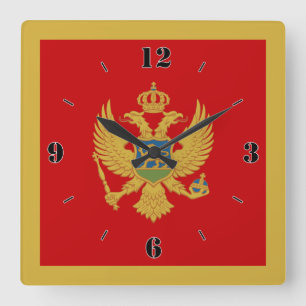 Montenegro Nationale Flagge Patriotisch Quadratische Wanduhr