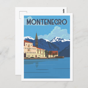 Montenegros berühmter Reiseort Illustration Postkarte