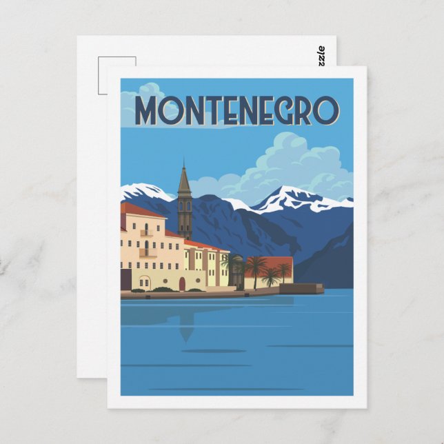 Montenegros berühmter Reiseort Illustration Postkarte (Vorne/Hinten)