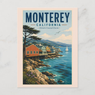 Monterey Bay Kalifornien Illustration Reise Kunst Postkarte