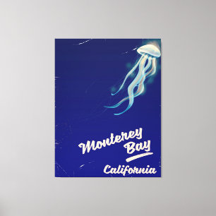 Monterey Bay Kalifornien Quallen Vintage-Reise Leinwanddruck