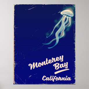 Monterey Bay Kalifornien Quallen Vintage-Reise Poster