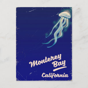 Monterey Bay Kalifornien Quallen Vintage-Reise Postkarte