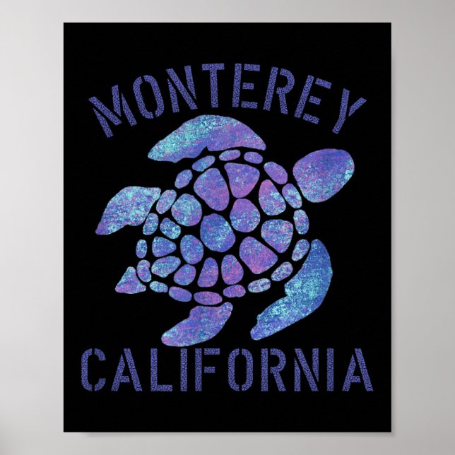 Monterey, Ca Beach Design, Tribal Turtle Geschenk Poster (Vorne)