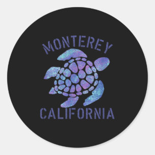 Monterey, Ca Beach Design, Tribal Turtle Geschenk Runder Aufkleber
