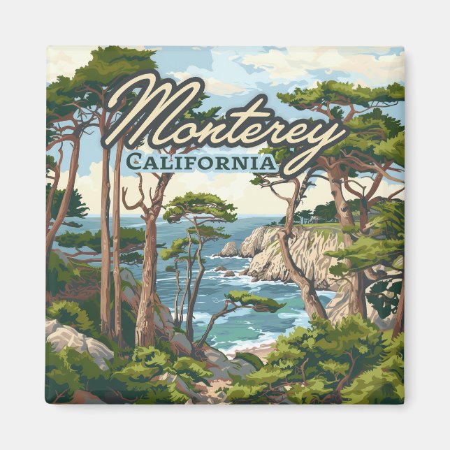 Monterey California Cypress Trees Ocean Coast Magnet (Vorne)