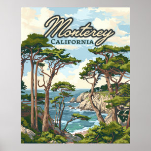 Monterey California Cypress Trees Ocean Coast Poster