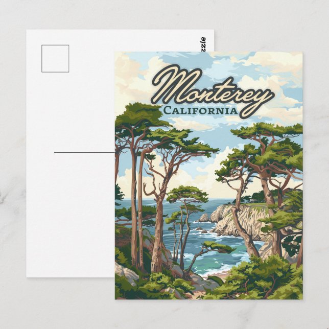Monterey California Cypress Trees Ocean Coast Postkarte (Vorne/Hinten)