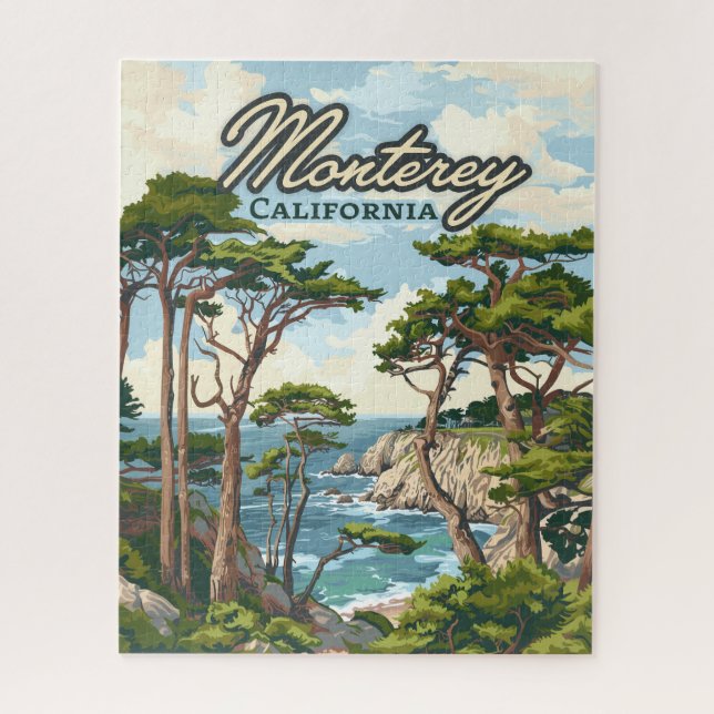 Monterey California Cypress Trees Ocean Coast Puzzle (Vertikal)