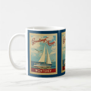 Monterey Coffee Tasse Sailboat Vintag Kalifornien