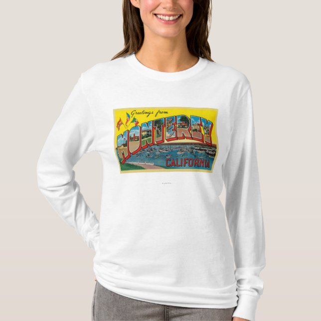 Monterey, Kalifornien - große Buchstabe-Szenen T-Shirt (Vorderseite)