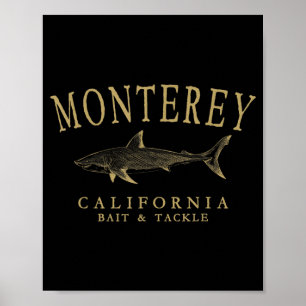 Monterey Kalifornien Hai Tan Art Vintage Angeln Poster