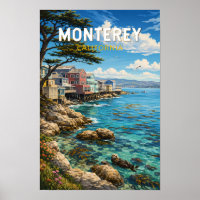 Monterey Kalifornien Illustration Reise Kunst Retr