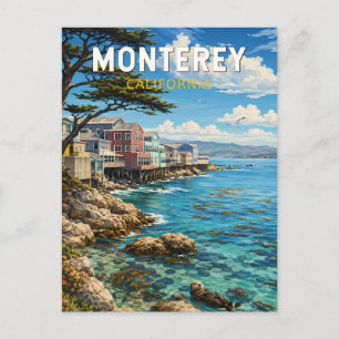 Monterey Kalifornien Illustration Reise Kunst Retr Postkarte