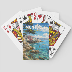 Monterey Kalifornien Illustration Reise Kunst Retr Spielkarten