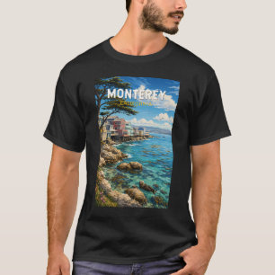 Monterey Kalifornien Illustration Reise Kunst Retr T-Shirt