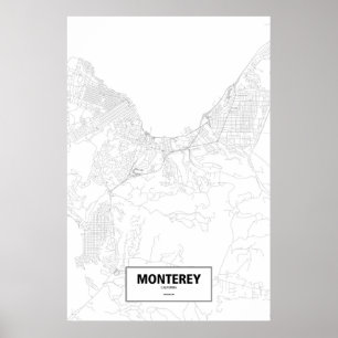 Monterey, Kalifornien (schwarz auf weiß) Poster