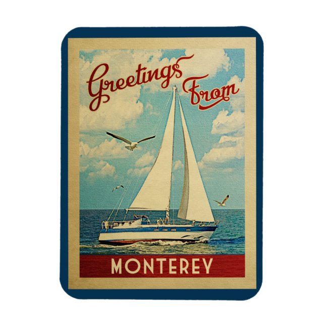 Monterey Magnet Sailboat Vintage Reise Kalifornien (Vertikal)