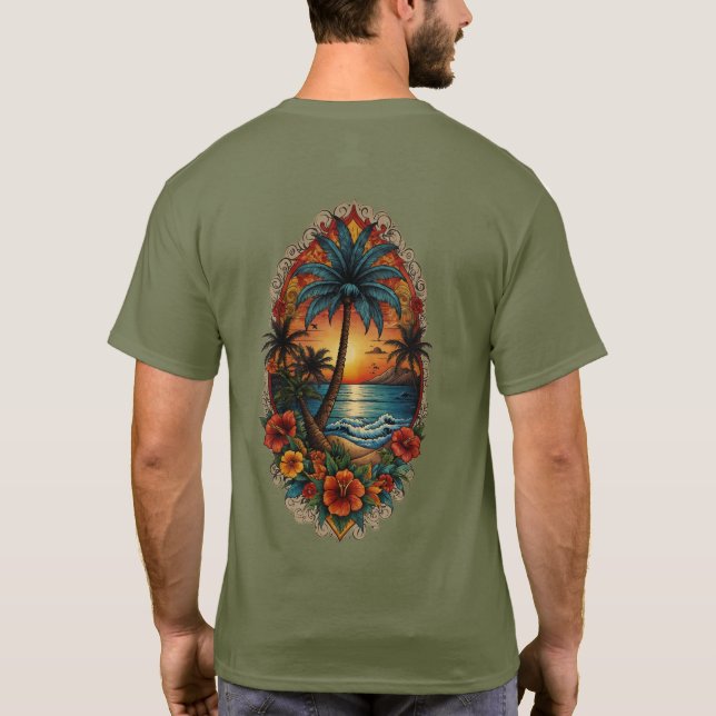 "Monterey Tropics: Tattoo Inspiriert T - Shirt Art (Rückseite)