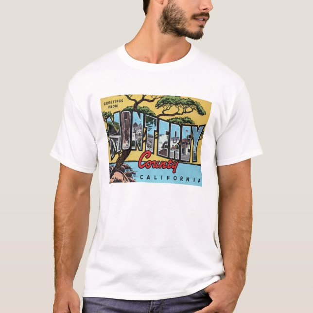 Monterey, Vintager landschaftlicher Buchstabe-T - T-Shirt (Vorderseite)
