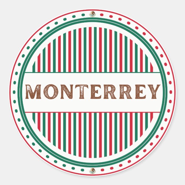 Monterrey City Pride Emblem – Mexican Identity Runder Aufkleber (Vorderseite)