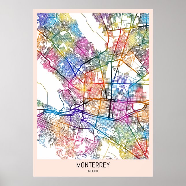 Monterrey Mexico City Map Poster (Vorne)