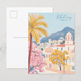 Monterrey Mexico Gouache Paint Illustration Travel Postkarte