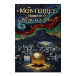 Monterrey Soccer Art 2026 Stadium City Design Poster