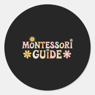 Montessori-Leitfaden Zurück zur Schule Erster Schu Runder Aufkleber