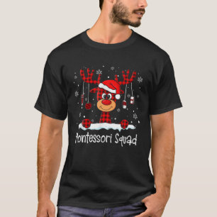 Montessori Squad Kariert Rentier Weihnachtsmannmüt T-Shirt
