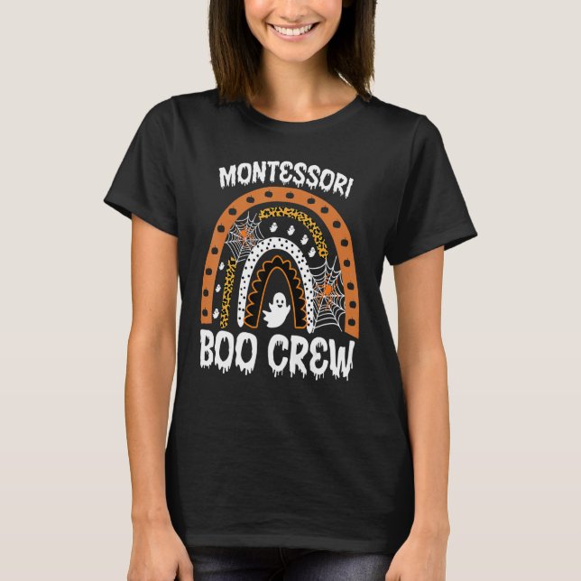 Montessori Teacher Halloween Boo Rainbow Leopard T-Shirt (Vorderseite)
