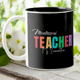 Montessori Teacher Personalisiert Zweifarbige Tasse