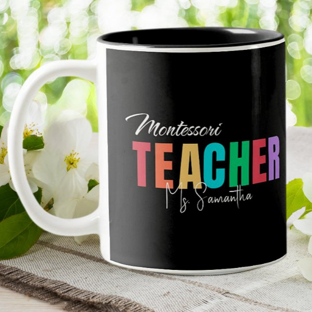 Montessori Teacher Personalisiert Zweifarbige Tasse (Von Creator hochgeladen)