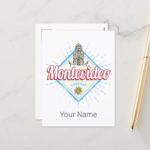 Montevideo City Uruguay Palacio Salvo Souvenir Feiertagspostkarte