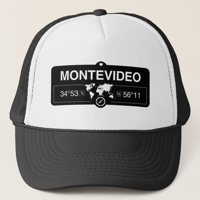 Montevideo-Karte GPS-Koordinaten-Grafik Truckerkappe (Vorderseite)