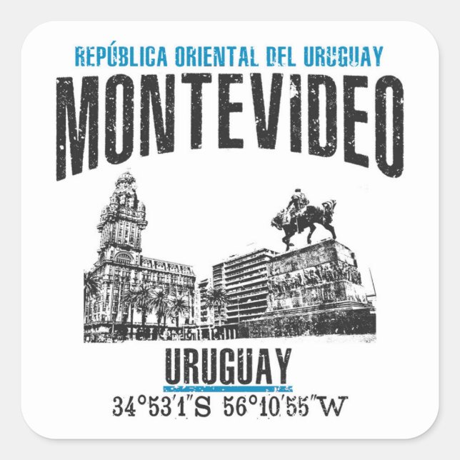 Montevideo Quadratischer Aufkleber (Vorderseite)
