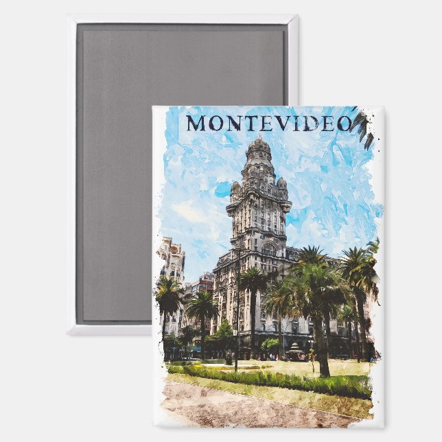 Montevideo Uruguay City View Magnet (Vorderseite/Rückseite)