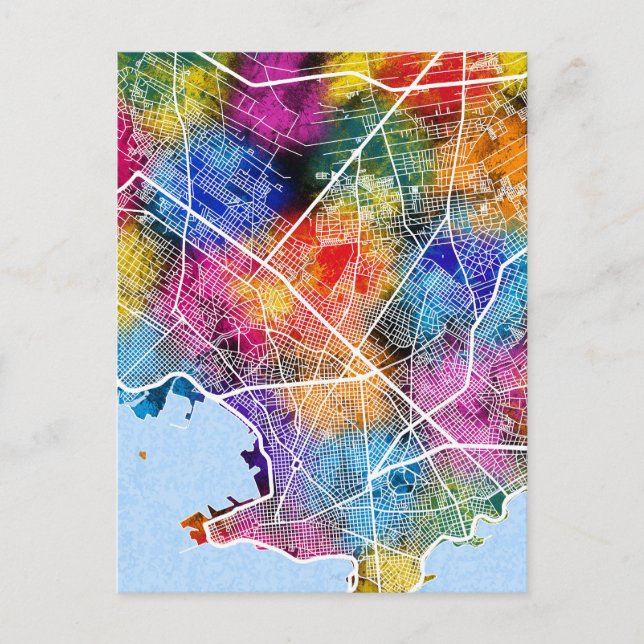 Montevideo Uruguay Stadtplan Postkarte (Vorderseite)