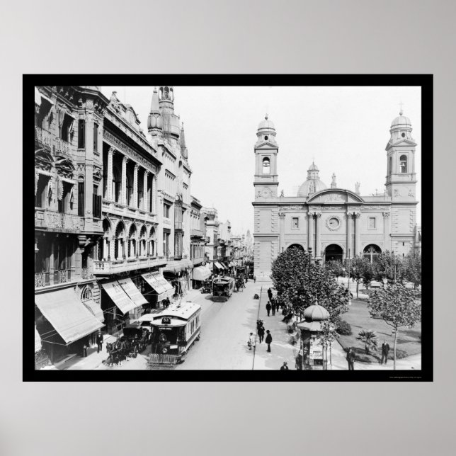 Montevideo, Uruguay Street Scene 1906 Poster (Vorne)
