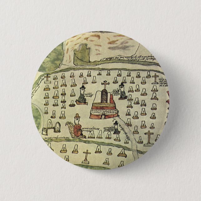 Montezuas Aztekenreich, Antike Weltkarte, 1577 Button (Vorderseite)
