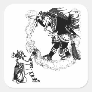 Montezuma bietet antikes Mexiko Kunst Quadratischer Aufkleber