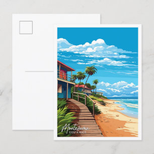 Montezuma Costa Rica Reise Vintage-Illustration Postkarte