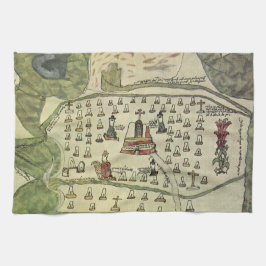 Montezumas Aztekenreich, Antique World Map, 1577 Handtuch