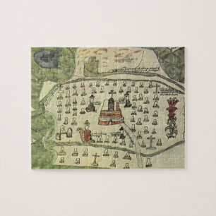 Montezzumas Aztekenreich, Antike Weltkarte, 1577 Puzzle