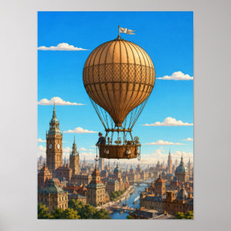 Montgolfier Wissenschaftsballon über London Poster