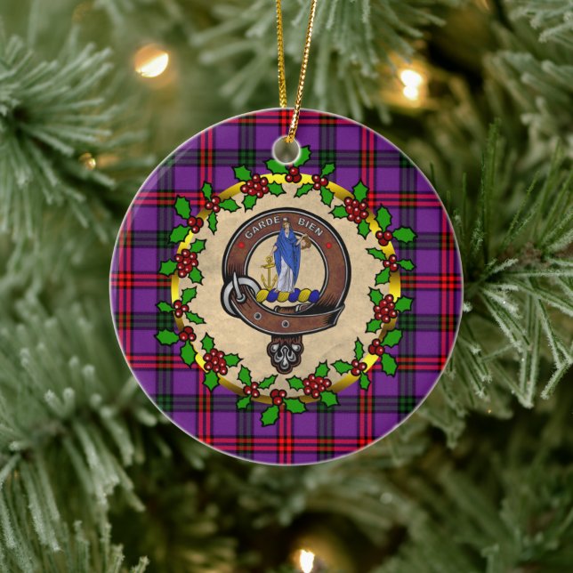 Montgomery Abzeichen & Tartan Personalisierte Weih Keramik Ornament (Baum)